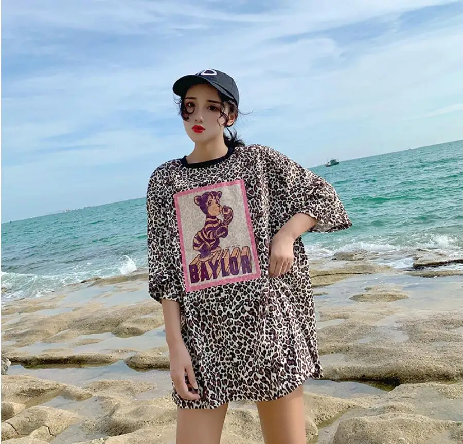 2019 New  Summer Leopard Print LadiesCotton T