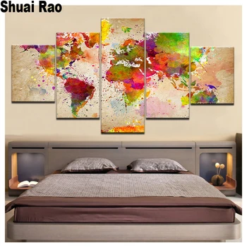 

5D DIY diamond embroidery colorful world map 5 pcs diamond painting Cross Stitch full square round Rhinestone mosaic decor,