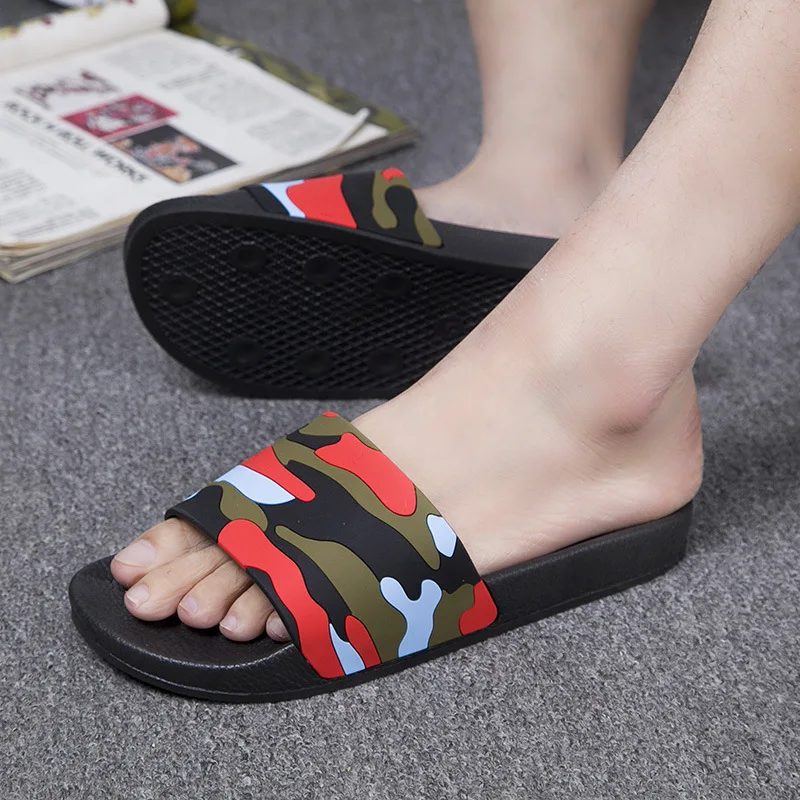verano nuevo cómodo antideslizante suave inside zapatos planos moda camuflaje pareja zapatillas interior y exterior zapat