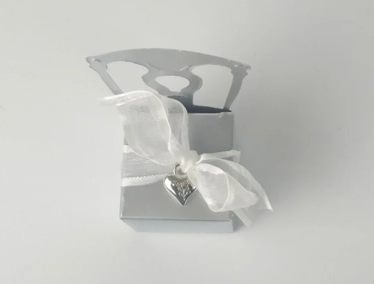 50 шт. креативное Золотое Серебряное кресло форма бумажная конфетница, Детская Свадебная вечеринка Поставки Подарочная коробка с подвеской в виде сердца