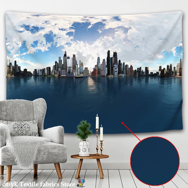 River Front City Look Landscape Tapestry Wall Hanging