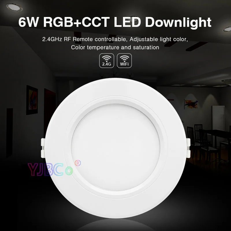 Miboxer 6W RGB+CCT LED Downlight FUT068 Round AC 100V-240V Brightness adjustable smart Ceiling Spotlight | Освещение