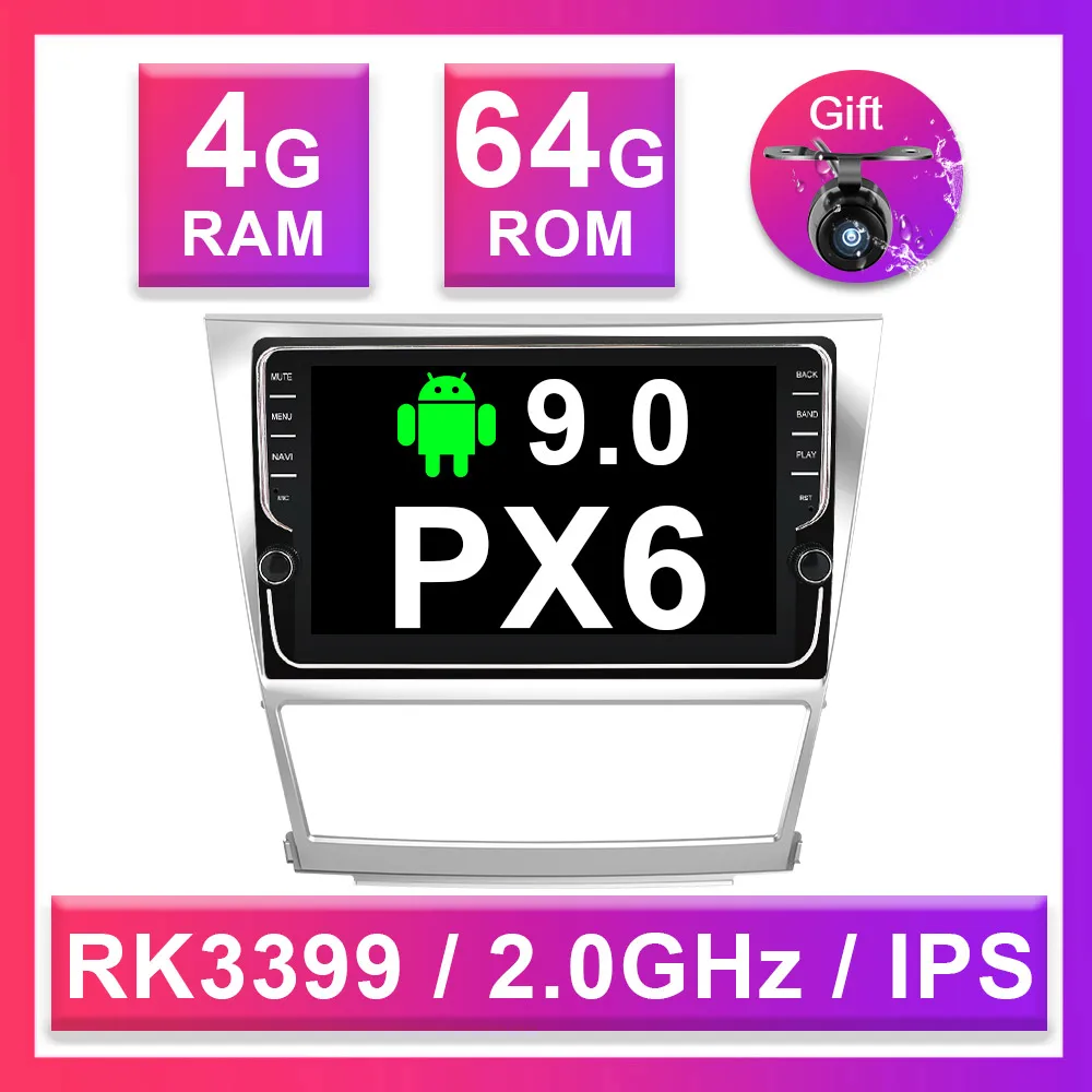 4G 64G PX6 Eunavi ips TDA7851 Android 9 автомобильный Радио gps навигация для Toyota camry 2007 2008 2009 2010 2011 Мультимедиа стерео плеер без dvd - Цвет: 4G 64G PX6