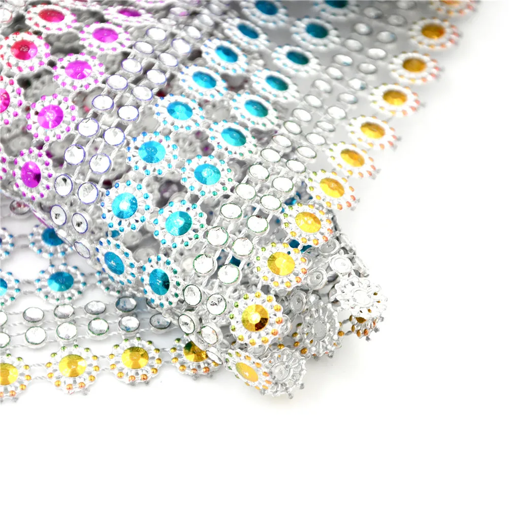 1 ярд L ленты с кристаллами Многоцветная сетка отделка Bling Diamond обёрточная Бумага торт ролл тюль вечерние свадебные украшения вечерние принадлежности