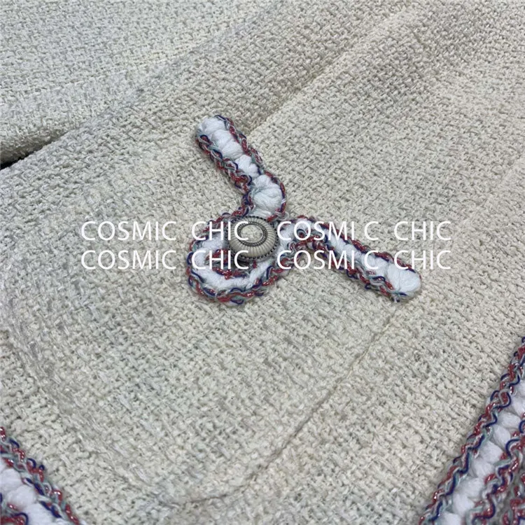 Cosmicchic, подиумная мода, женский элегантный короткий жакет, белый, Круглый ворот, для офиса, для девушек, длинный рукав, короткий, в клетку, подкладка, твидовое пальто