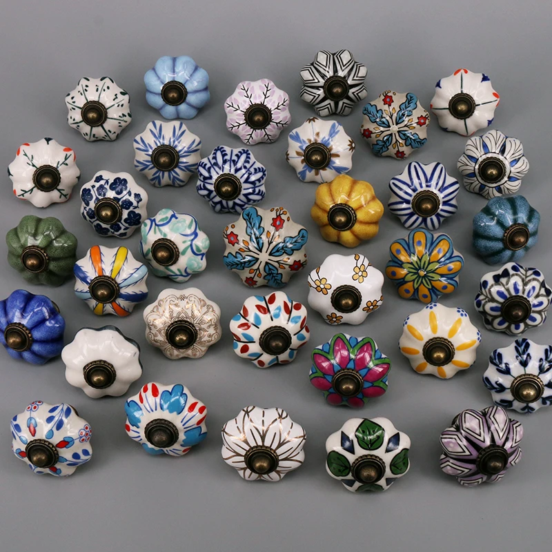 One Piece Vintage Ceramic Door Knobs for Cabinet Drawer, Closet Cupboard Wardrobe  furniture door  Pull Handle