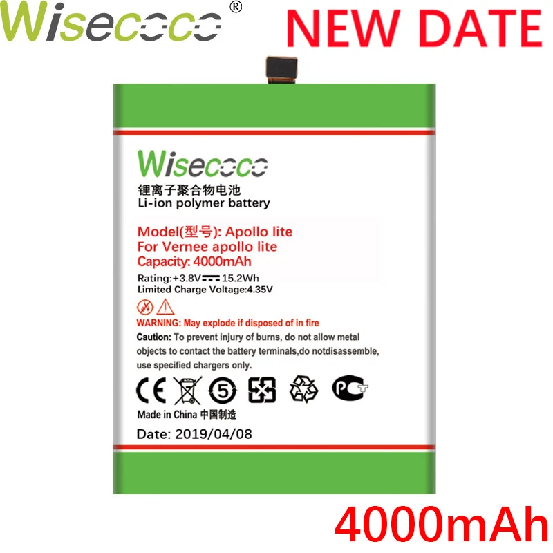 

WISECOCO 4000mAh Apollo Lite Battery For Vernee Apollo Lite Mobile Phone Latest Production High Quality Battery+Tracking Number