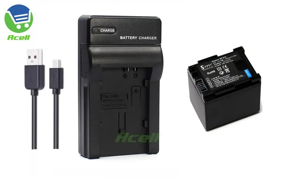 S200 LEGRIA HF20 USB-Charger for Canon LEGRIA HF S100 Battery BP-819 