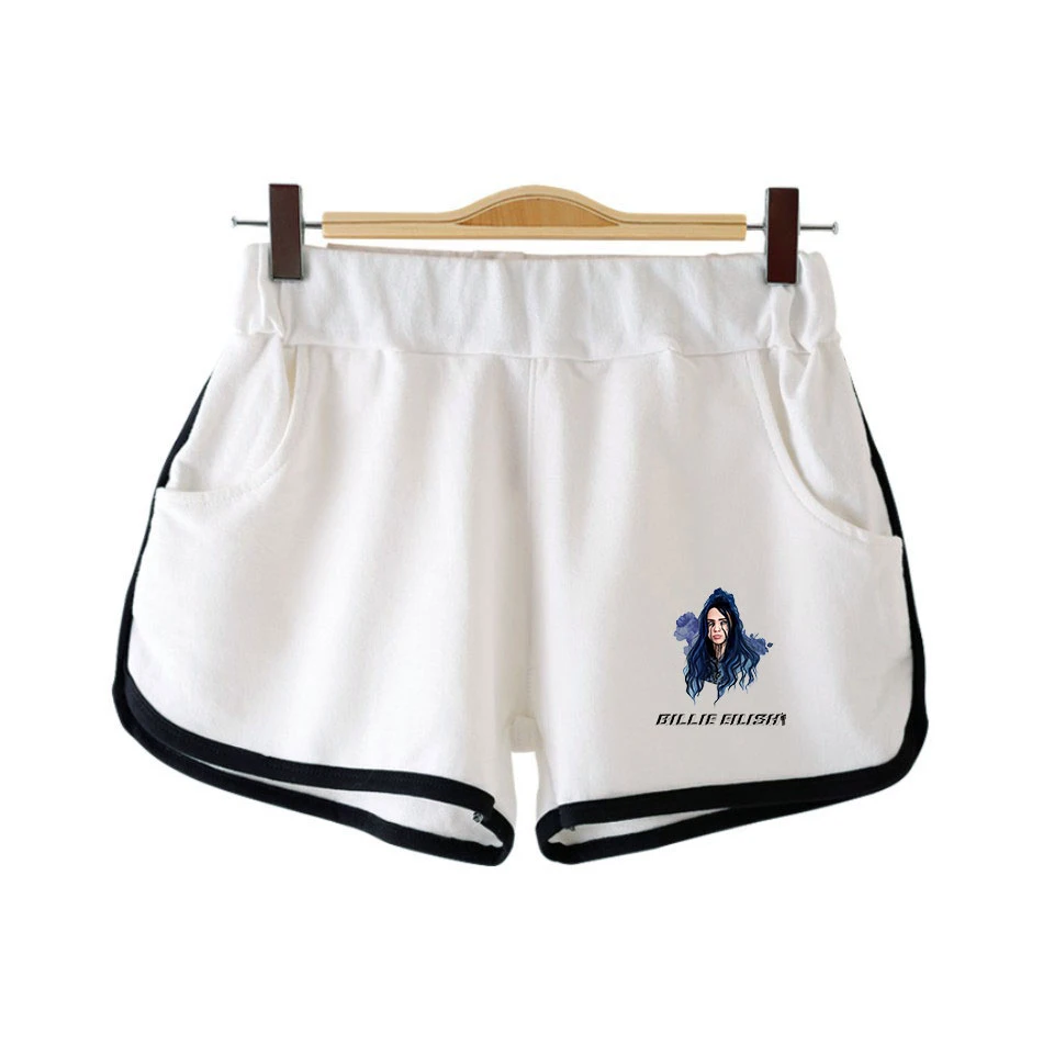 Billie Eilish женские короткие брюки K pop повседневные эластичные талии фитнес мода короткий карман Harajuku Универсальные однотонные мягкие