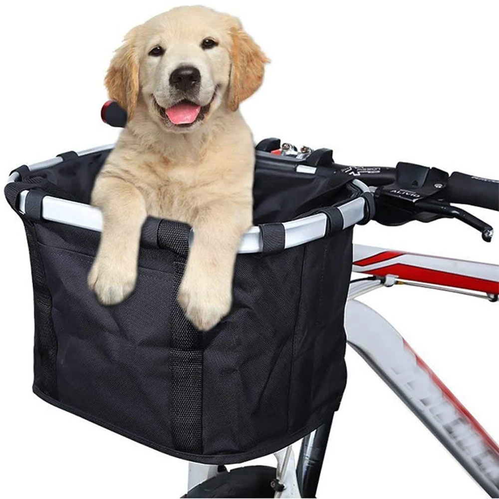 Folding Bicycle Basket Small Pet Cat Dog Carrier Front Bike Handlebar Basket Bag