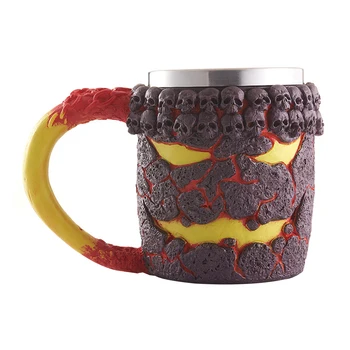 

Beer Mug Bar Lava Monster Resin Crafts Coffee 3D Skull Drinking Cup Party Stainless Steel Kitchen Home Decor Office Dining Room