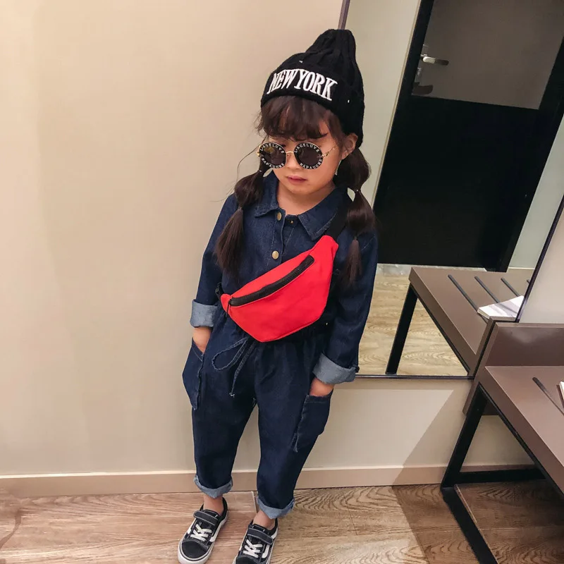 

New Child Waist Bag For Kid Girl Chest Bag Unisex Fanny Pack High Capacity Solid Color Bum Bag Kidney Banana Bags Crossbody Bag