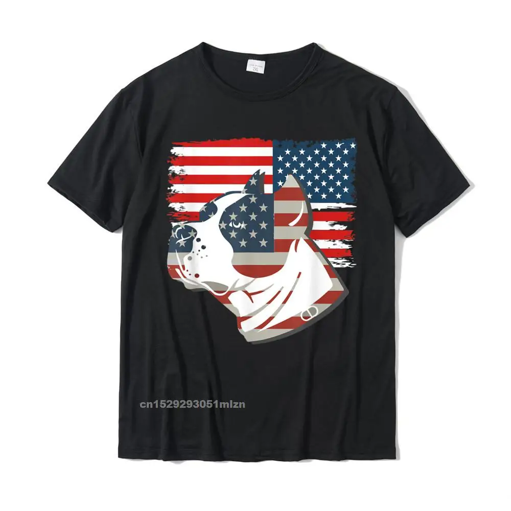 Fitness Tight Funny Normal Tops Shirts Round Neck Summer/Autumn 100% Cotton Short Sleeve Top T-shirts for Men Design T-shirts PITBULL Flag Shirt Patriotic American Flag Dog T Shirt__4980 black