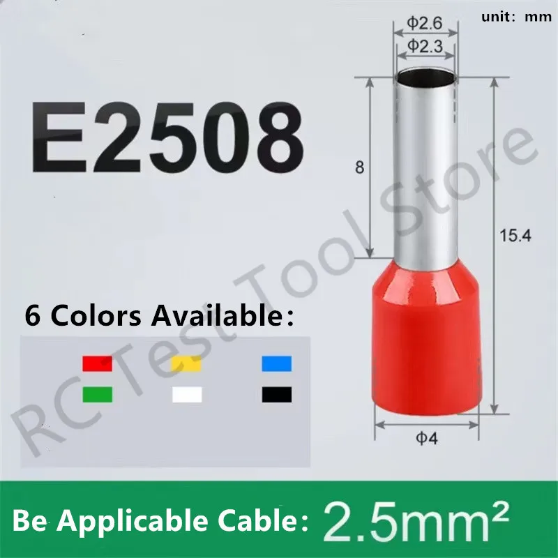 100pcs/Pack E0508 E7508 E 100 8 E1508 E2508 Isolierte Aderendhülsen Terminal Block Schnur Ende Draht Stecker Elektrische crimp Terminator – Detail 15