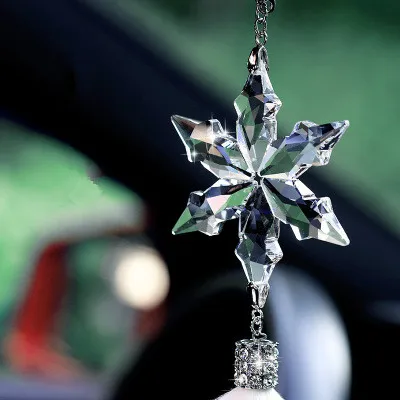 Автомобильный кулон рождественские Кристальные снежинки подвеска автомобиль аксессуары для девочек зеркало заднего вида подвесные аксессуары