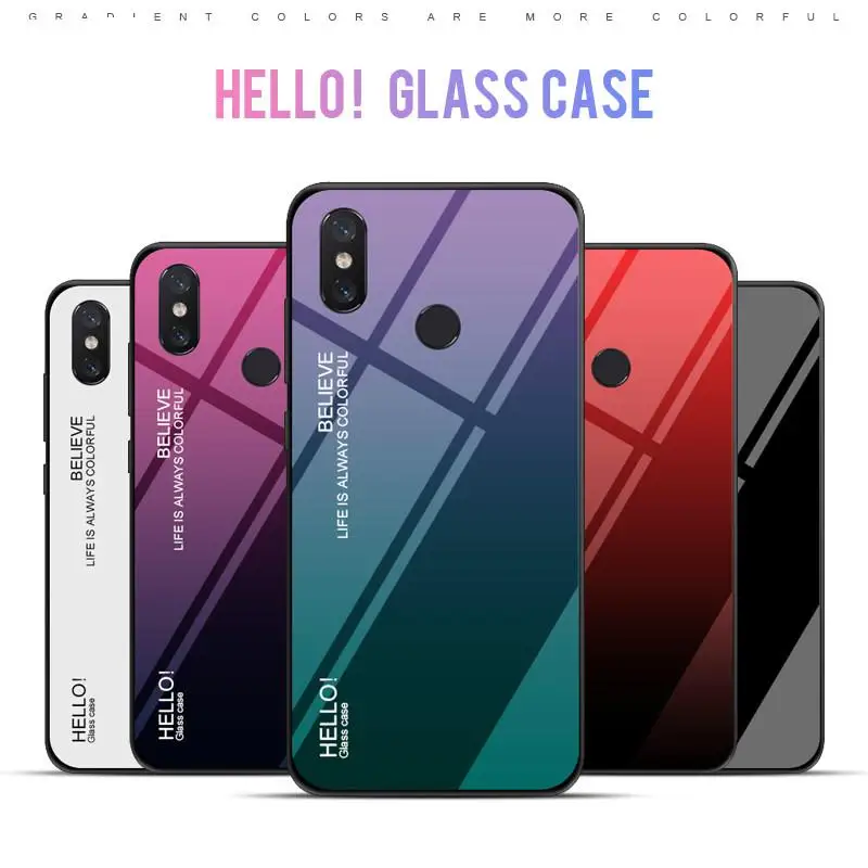 

Tempered Glass Phone Case For Xiaomi Mi 9 SE 8 A1 A2 Lite Max3 Mix3 6X 9T Pro Redmi K20 Note 7 5 6 Pro 6A 7A 5Plus Gradient Case