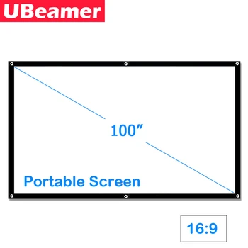 

UBeamer Portable Projector Screen B100 16:9 format,100 Inch Matt White Material Wall Mounted Screen for LED Projector Home Theat
