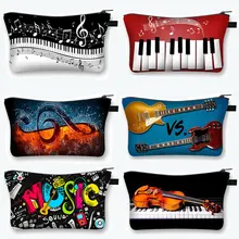 Stylish Korean Version Wash Bag For Women Girls Zipper Cosmetic Bag Simple All-match Musical Instrument Printing Cosmetic Bag