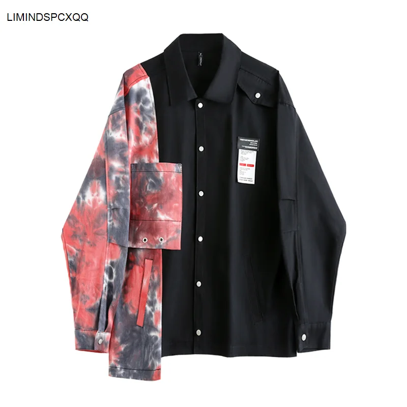 

2021 Spring Women's Blouse Shirt Patchwork Tie Dye Print Long Sleeve Streetwear Korean Fashion Clothing Harajuku Female Tops