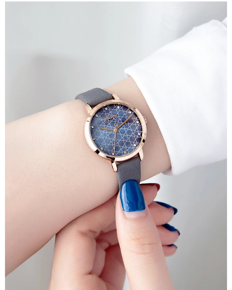 Julius Брендовые женские кварцевые часы простые повседневные кожаные ...