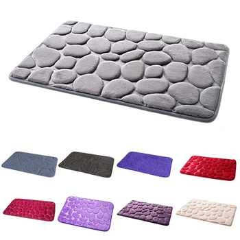 

3D Cobblestone Carpet Floor Mat Water-absorbing Anti-slip Mat for Front Door Inside Floor Dirt Trapper Cotton Rug 40*60cm