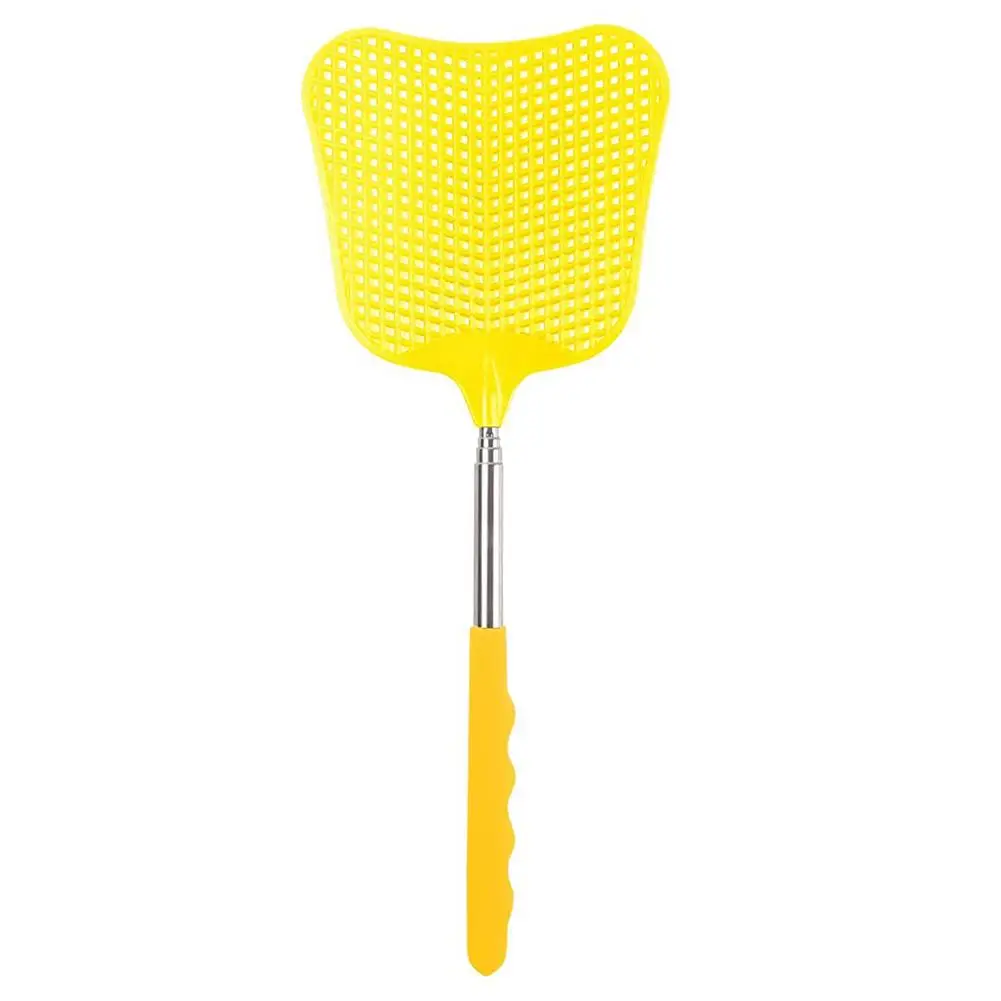 Fly Swatter Durable Telescopic Plastic Fly Swatter Heavy Duty Set Retractable Flyswatter With Stainless Steel Long Handle