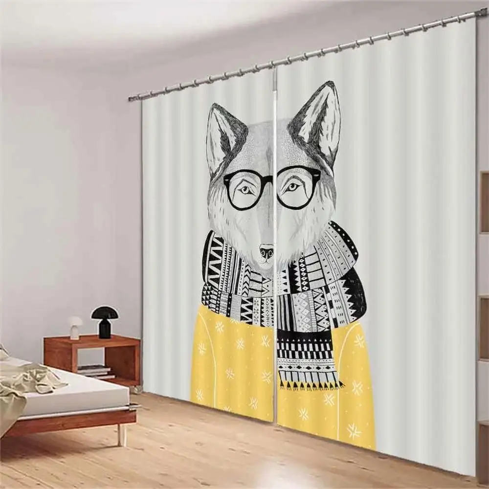 custom animal home goods curtains photo for Living room bedroom Any windows | Дом и сад