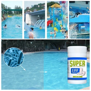 

100Pcs/Bottle Cleaning Chlorine Tablets Pool Disinfectant Swimming Pool Clarifier Effervescent Multifunctional Cleaner TSLM1