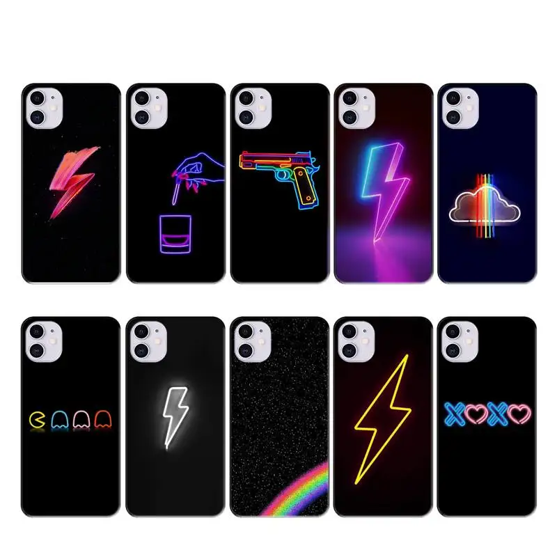 FFboost lightning black case coque fundas for iphone 11 PRO MAX X XS XR 4S 5S 6S 7 8 PLUS SE 2020 cases cover | Мобильные телефоны