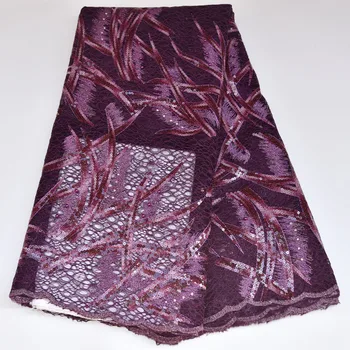

High Quality French Tulle Lace African Net Lace Fabric Sequins Embroidered Nigerian Lace Fabrics For Wowen Dress Fuchsia EC-985