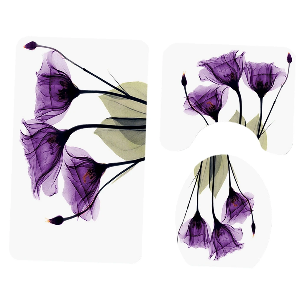 Purple Lotus 3 шт., набор ковриков для ванной, коврик для ванной, u-образный контурный чехол с крышкой - Цвет: Purple Lotus