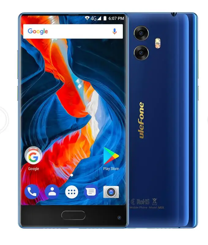 Смартфон Ulefone Mix Android 7,0, 5,5 дюймов, Восьмиядерный процессор MTK6750T, 4 Гб ОЗУ, 64 Гб ПЗУ, отпечаток пальца, 13 МП, двойная камера, 4G, мобильный телефон - Цвет: Blue