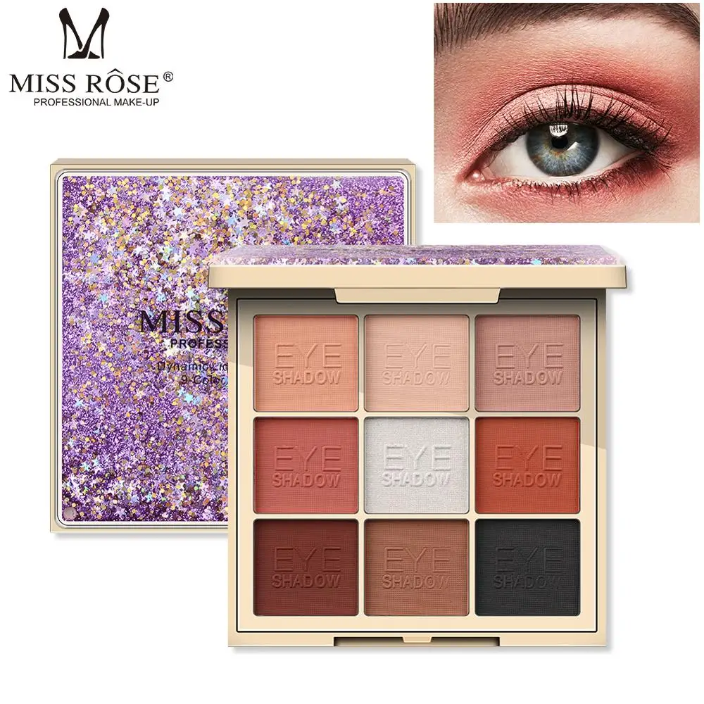 

Miss Rose 9 Color Matte Eye Shadow Palette Glitter Shimmer Makeup Eyeshadow Pallete Metallic Waterproof palette eyeshadow