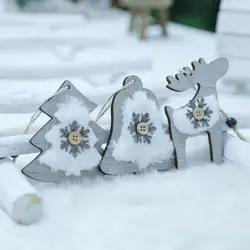 2 шт. рождественские деревянные декорации подвеска-колокольчик плюшевые висячие украшения Снежинка Леггинсы с изображением елок