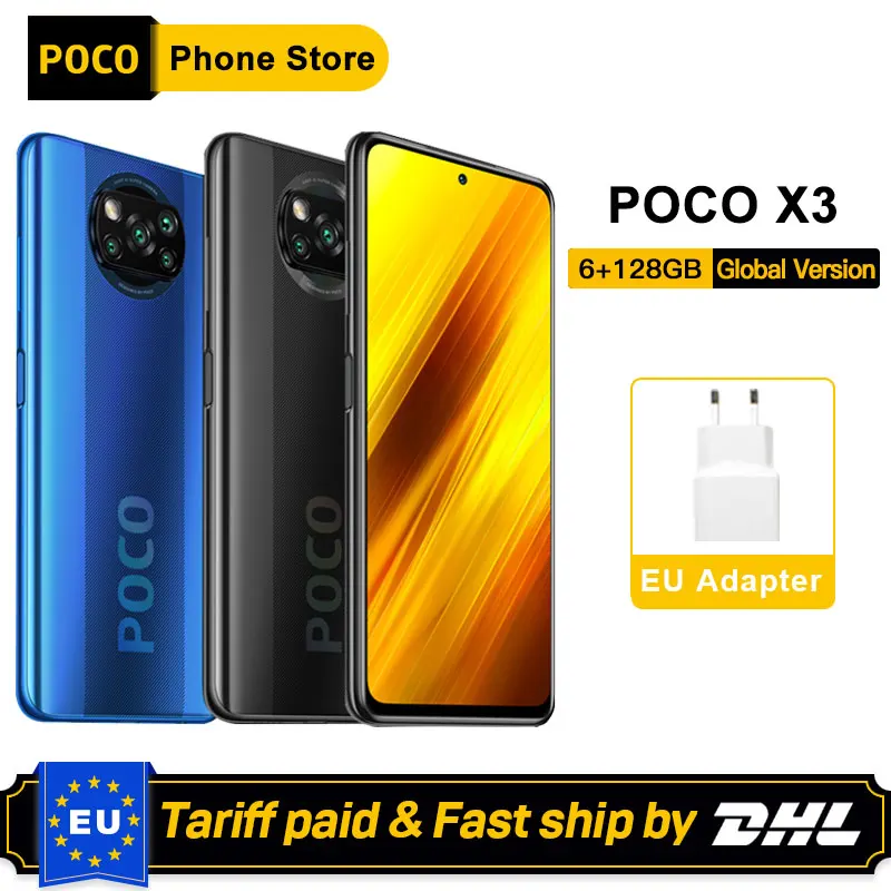 Xiaomi-teléfono inteligente POCO X3, versión Global, 6GB y 128GB, Snapdragon 732G, ocho núcleos, cámara cuádruple de 64MP, 6,67 , 120Hz, 5160mAh