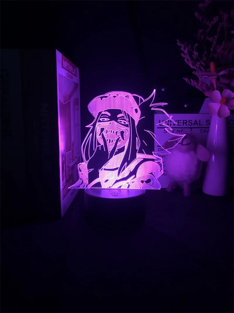 led night light League of Legends Akali Rogue Assassin 3D Nightlight Game for Room Decor Cute Birthday Gift LED Lamp Manga Kid Love Present night stand lamps