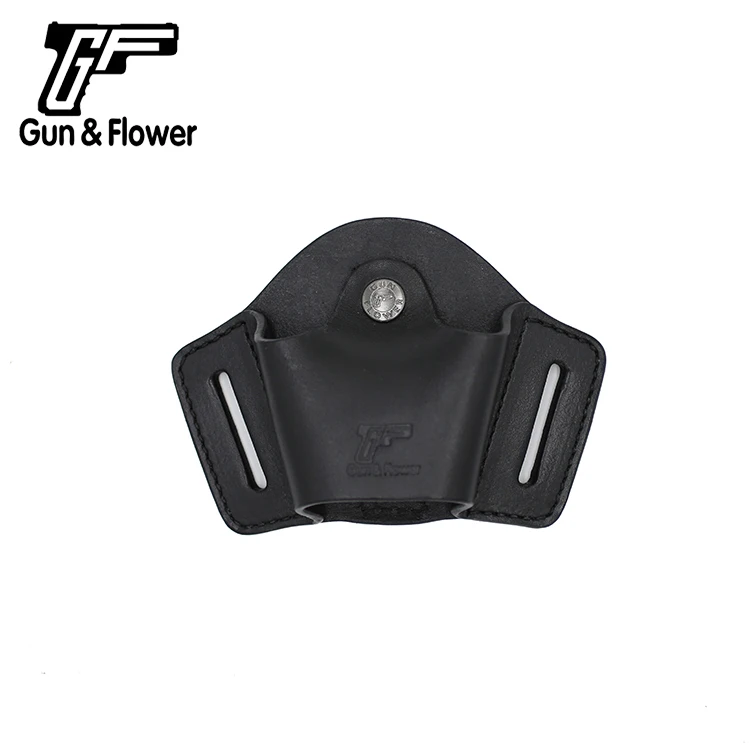 Gun&Flower Top Flap Leather Pocket Handcuff Cover Case Thumb Release