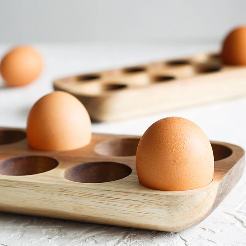 Japanese Style Wooden Double Row Egg Storage Box Home Organizer Rack Eggs Refrigerator Holder Kitchen Fresh Keeping Accessories kitchen storage box rice storage box egg storage box food storage container food storage box egg storage container storage box