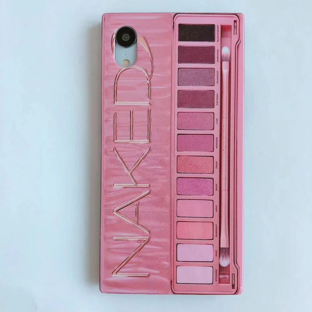 Square Pink Makeup Phone Case For iPhone  X XR XS Max 6 6s 7 8 plus Fashion Eye Shadow Palette back Case