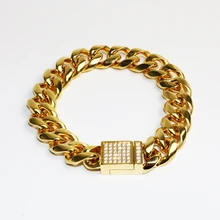 Ювелирные изделия, мужской браслет, кубинские звенья, цепи, золото, роскошный, нержавеющая сталь, циркон, браслет, мужской аксессуар, магнитная пряжка, VB808