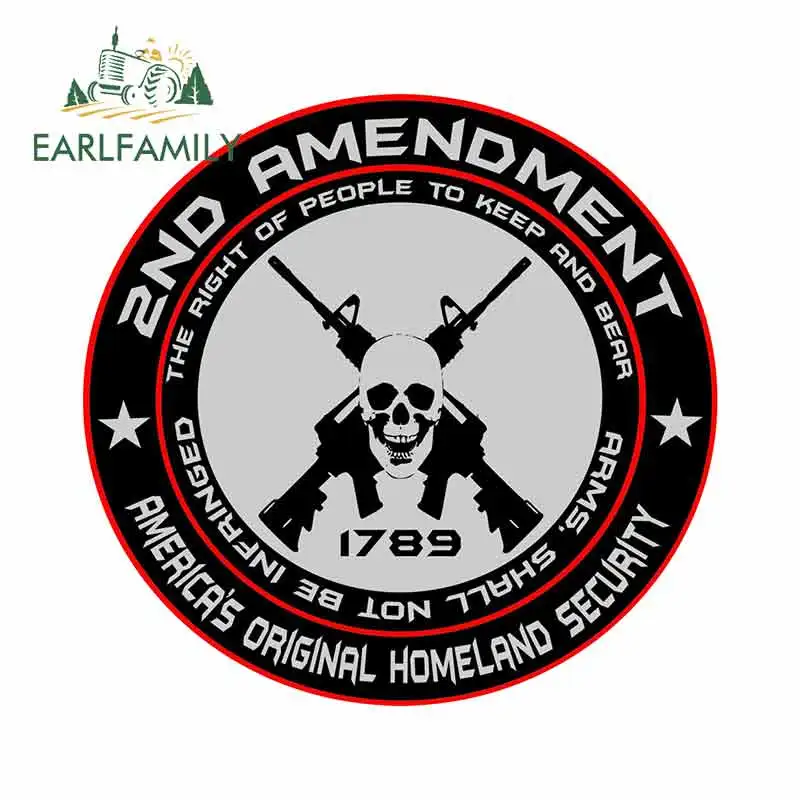 

EARLFAMILY 13cm x 13cm for Amendment Logo Gun Rights Funny Car Stickers RV VAN 3D DIY Fine Decal Bumper Trunk Truck Graphics