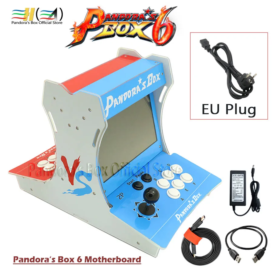 Pandora Box 6 пластиковый бартоп 2 игрока мини аркадная машина 10 дюймов двойной экран Двойная Боевая игровая консоль Аркада 3d игра - Цвет: PB6 arcade EU plug