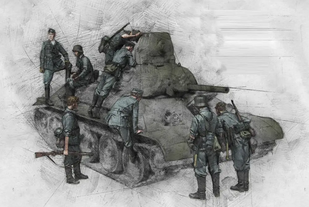 [Tuskmodel] 1 35 Масштаб модели из смолы фигурки WW2 немецкий член команды танка большой