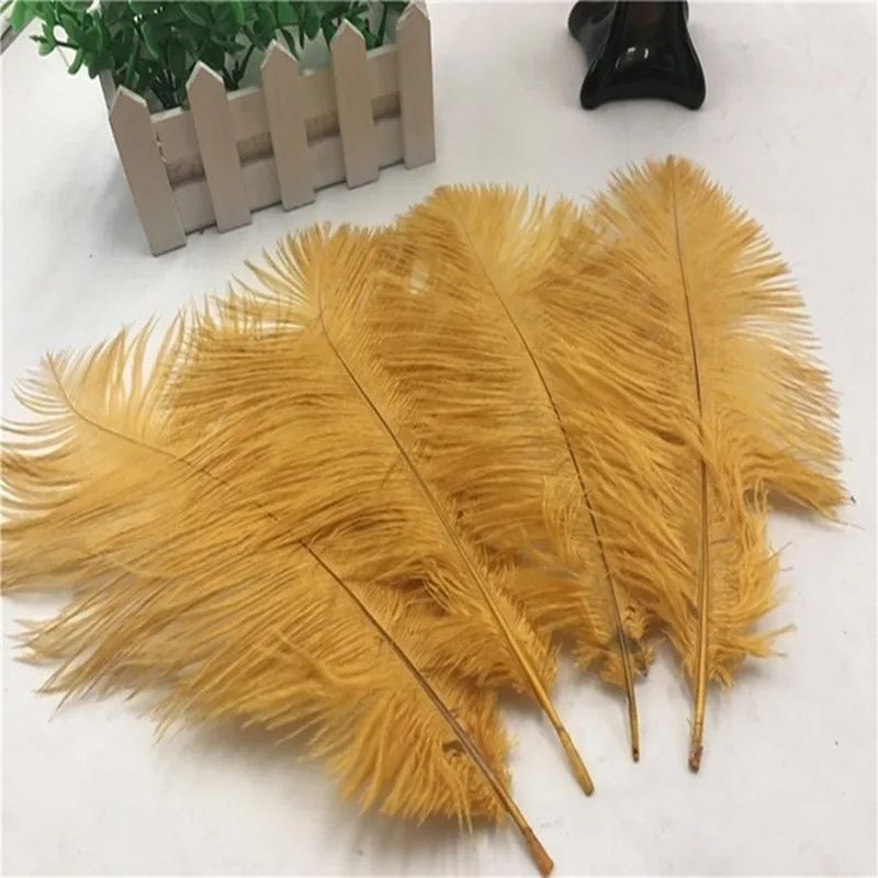 golden ostrich feather 10 PCS length 8-10 inch / 20-25 cm of wedding to decorate a variety color optional | Дом и сад