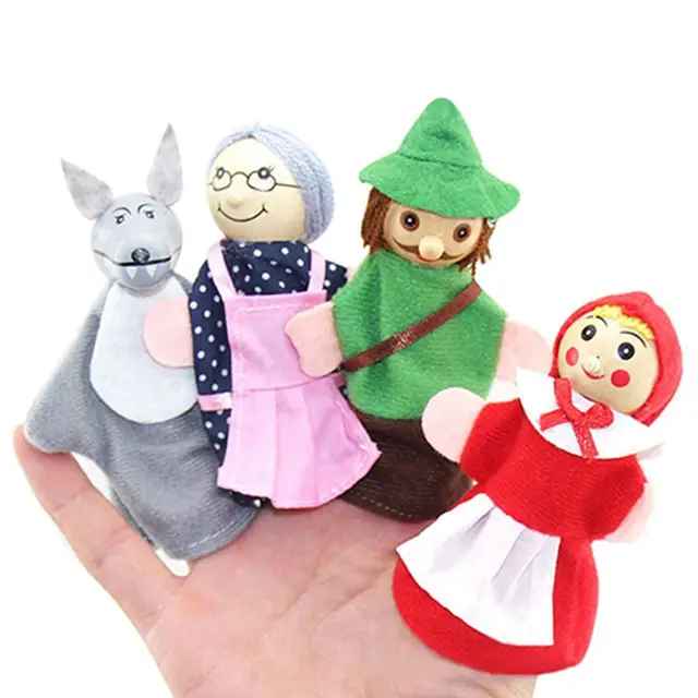 Little Red Riding Hood and Wolf Fairy Stories Play Game Finger Puppets Toys Cartoon Theater Soft Doll Kids Educational Toys 1
