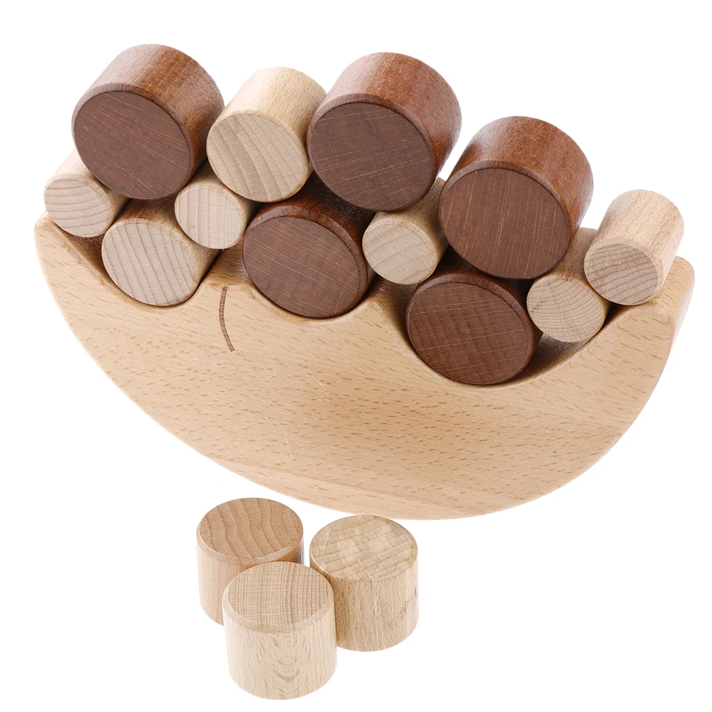 Balance Moon Wooden Stacking Blocks Balancing Game Children Early Learning Play Activity, Parent-child Game, Fine Motor Skills