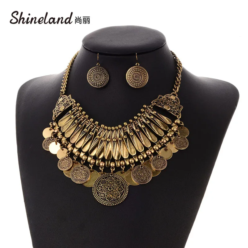 Shineland Boho антикварная монета набор украшений для женщин африканская заявленная