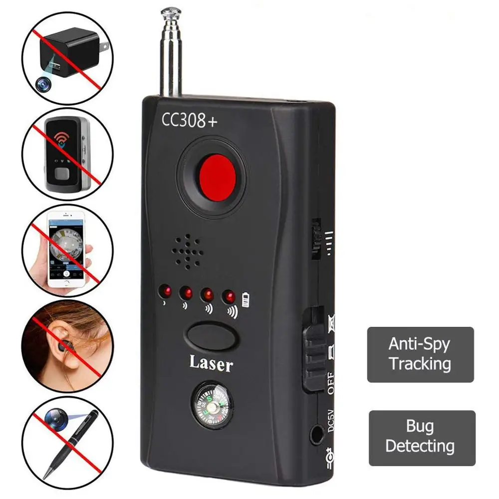 Anti Spy Bug Detector CC308 Bug Mini Wiretapping Mini Wireless Camera Hidden Signal GSM Device Finder Privacy Protect Security
