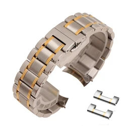 Premium Stainless Steel Curved End Watchband Strap - 23mm (Silver and gold)