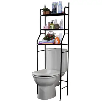 

3 Tier Over the Toilet Storage Rack Space Saving Bathroom Kitchen Organizer(Black)